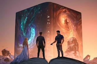 design romantic book cover art illustration