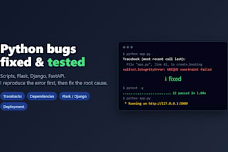 fix python bugs and errors in scripts or flask django apps