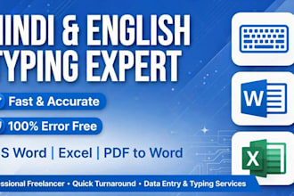do accurate data typing hindi and english, ms word excel data entry work
