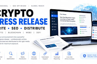 write and distribute a crypto press release for blockchain and token promotion