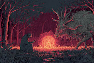 create detailed dark art illustrations for bands and merch