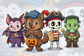 draw a custom kawaii character or cute cartoon mascot
