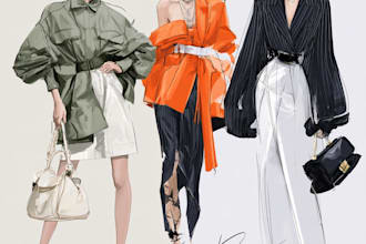 create custom fashion illustrations and croquis for you