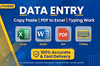 do data entry, copy paste, pdf to excel typing work