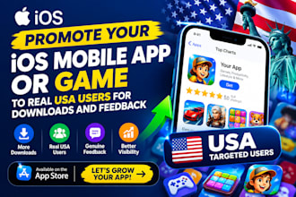 promote your ios mobile app or game to real USA users for downloads and feedback