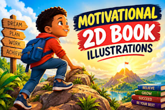 design motivational 2d book illustrations