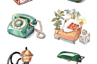 create custom watercolor object illustration