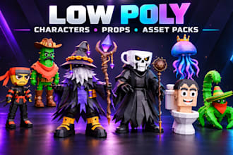 create low poly game characters, props and asset packs in blender