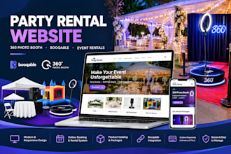 do party rental website, 360 photo booth website booqable event rental website