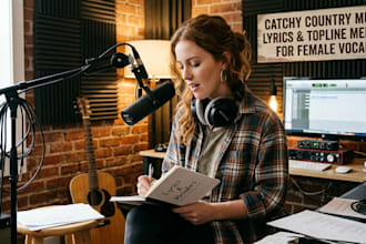 write catchy country music lyrics and topline melody for female vocals