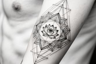 draw a geometric fine line graphic tattoo design