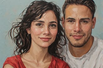 paint couple portrait painting in oil canvas