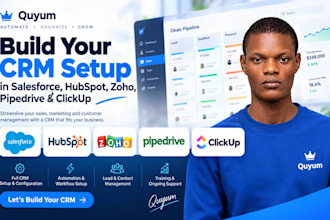 build CRM setup in salesforce, hubspot, zoho, pipedrive, and clickup