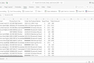 do excel data entry, data cleaning and table formatting