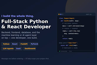 develop saas apps using python react and ml llm ai agents