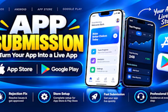 publish your app on google play and app store or fix rejection