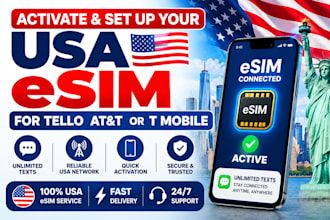 activate and set up your USA esim for tello att or t mobile