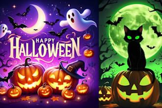 draw custom retro halloween illustration for vintage tshirt artwork