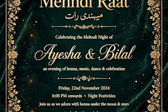 design modern mehndi, mayoun, and wedding invitation card