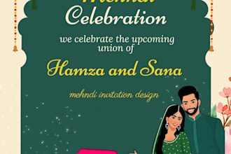 design modern mehndi, mayoun, and wedding invitation card