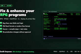 fix, debug or enhance your IBM i rpg, rpgle or cl program