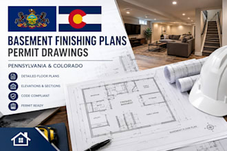 design basement finishing plans and permit drawings for pa and co