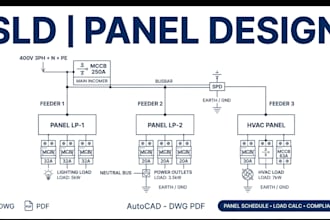 design professional electrical sld diagram and panel design on autocad