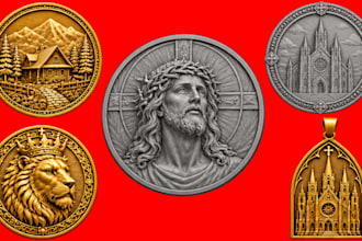 sculpt 3d coin model bas relief medallion stl file for 3d printing and cnc