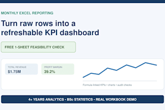 build an automated excel KPI dashboard and monthly report