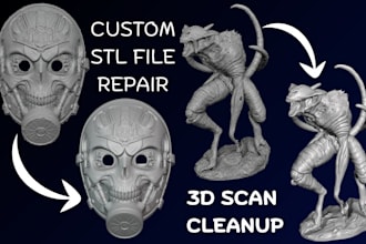 repair stl file, 3d scan cleanup, mesh repair and optimize 3d model for printing