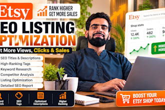 optimize etsy listings with SEO titles, tags and descriptions