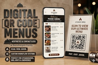 design your premium mobile restaurant menu, bbq menu, and custom branded qr code