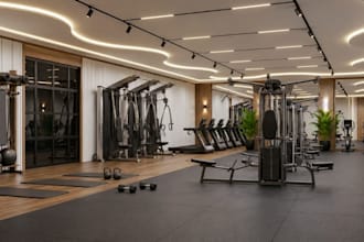 luxury gym interior fitness club pilates design yoga studio sport 3d rendering