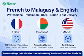 translate french to malagasy and english to french professionally