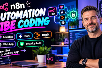 n8n automation, vibe coding, lovable, bolt, replit, web app, security audit