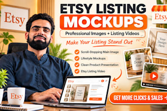 create etsy listing mockups and videos for digital products