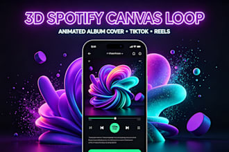 do 3d spotify canava loop, animated album cover art loop for tiktok and reels