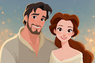 turn your anniversary photo into a cartoon portrait