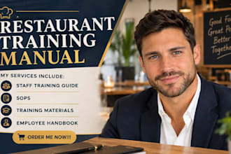 create a restaurant employee training manual staff training guide and materials