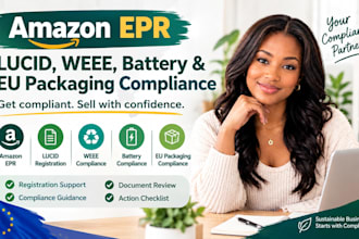 handle amazon epr registration, lucid, weee, battery and eu packaging compliance
