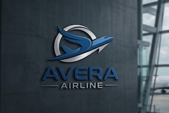 create modern aviation brand plane logo