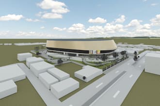 design velodrome or cycling centre with plans and 3d renders