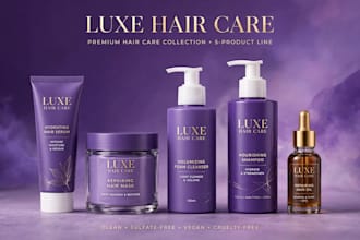 design luxury hair care and bottle labels