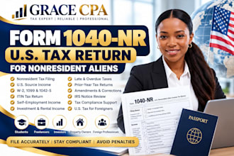 file form 1040nr US nonresident alien tax return and resolve late tax filing CPA