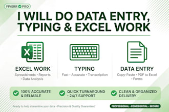 accurate excel data entry, google sheets and web research