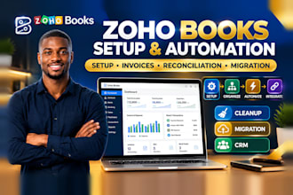 set up zoho books, accounting workflows, financial invoices automation zoho crm