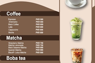 design a  cafe menu or modern restaurant menu