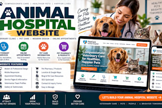 design a professional animal hospital website for veterinary and pet care