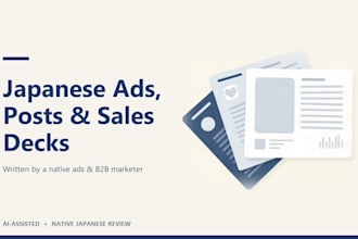 write japanese ad copy, social posts and b2b sales decks for japan