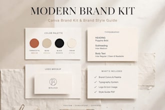 create modern canva brand kit brand style guide with alternative logo design